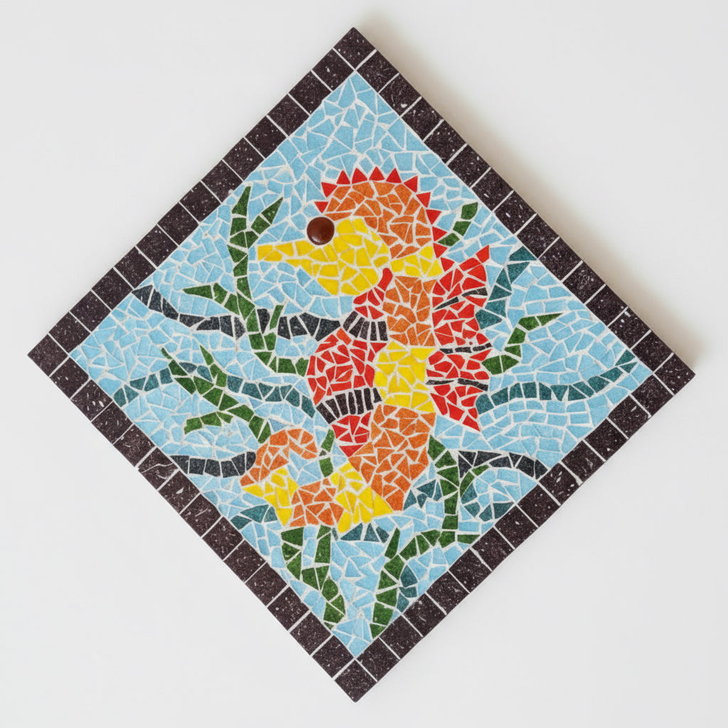 Mosaic artwork of a sea horse