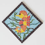 Mosaic artwork of a sea horse