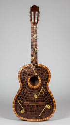 Mosaic guitar with decorative patterns